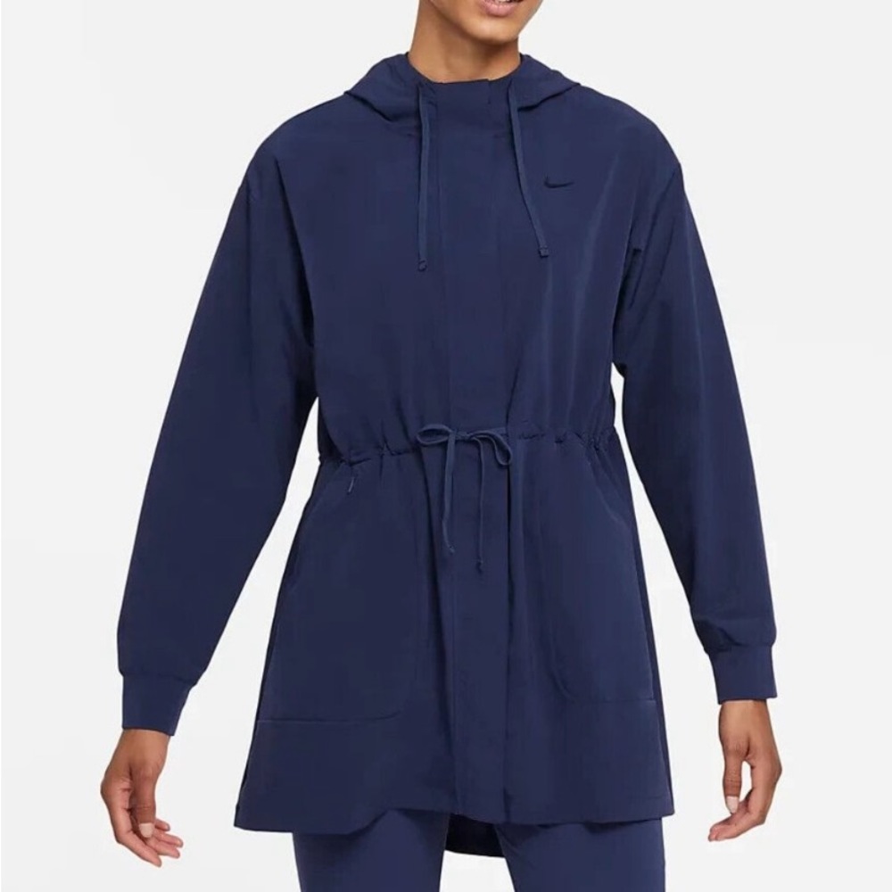 Nike Bliss Luxe Anorak Jacket color: Midnight Navy/Clear